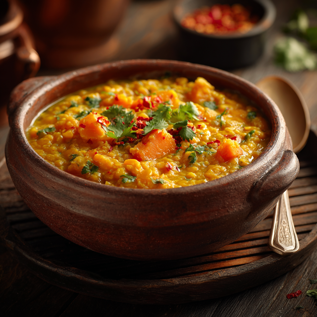 Red lentil & sweet potato dhal